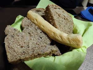 Bread selection at La Tecia Vegana in Venice