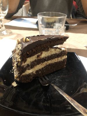Hazelnut and chocolate cake  at La Tecia Vegana in Venice
