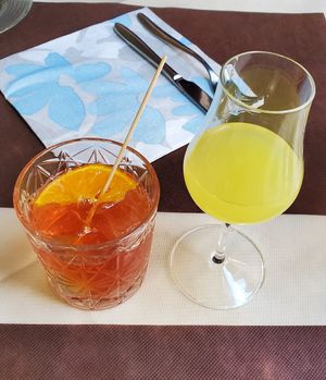 Spritz and limoncello at La Tecia Vegana in Venice