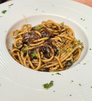 Bigoli in Salsa at La Tecia Vegana in Venice