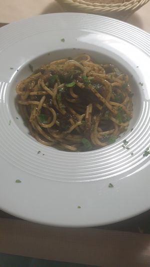 Bigoli in Salsa. €12. at La Tecia Vegana in Venice