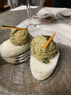 Seafood polenta appetizer   at La Tecia Vegana in Venice