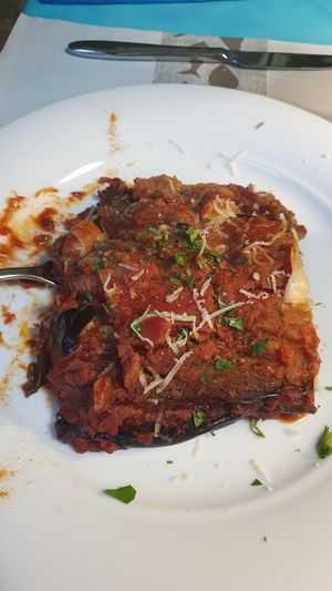 Eggplant vegan parmesan at La Tecia Vegana in Venice