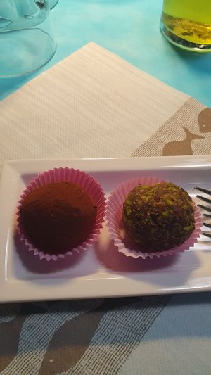 Chocolate and orange balls, delicious at La Tecia Vegana in Venice