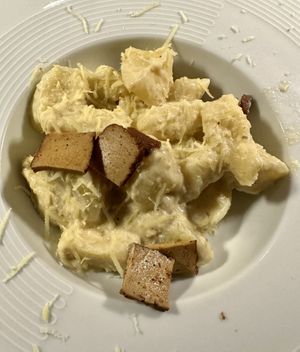The best gnocchi I’ve ever had w/ vegan Gorgonzola & speck   at La Tecia Vegana in Venice