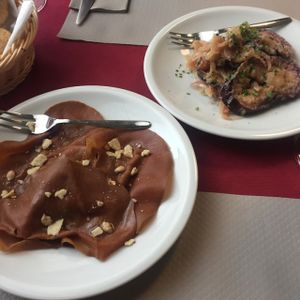 Seitan slices and pickled aubergine amazing! at La Tecia Vegana in Venice