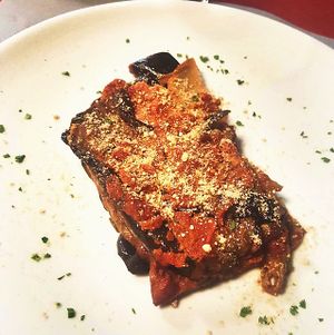 eggplant parmigiana  at La Tecia Vegana in Venice