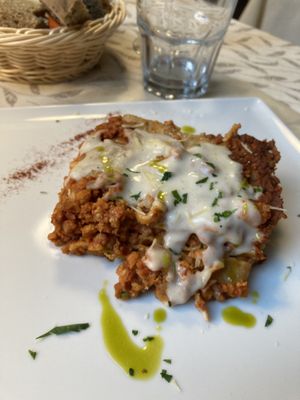 Vegan lasagna  at La Tecia Vegana in Venice