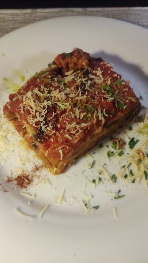 Berenjena a la parmesana at La Tecia Vegana in Venice