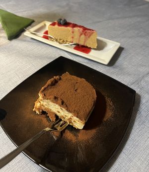 Tiramisu & Raw Blueberry Cheesecakee  at La Tecia Vegana in Venice