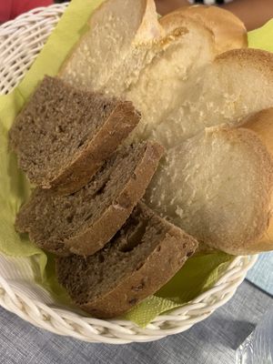 Complimentary bread basket   at La Tecia Vegana in Venice