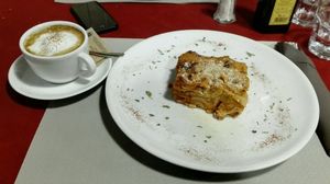 Cappuccino and Lasagna at La Tecia Vegana in Venice