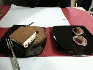 tiramisu and truffles at La Tecia Vegana in Venice