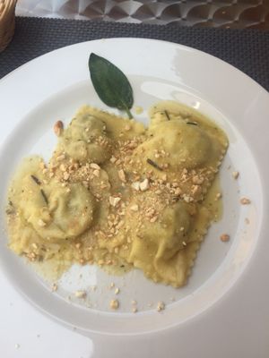 Mushroom Seitan Ravioli at La Tecia Vegana in Venice