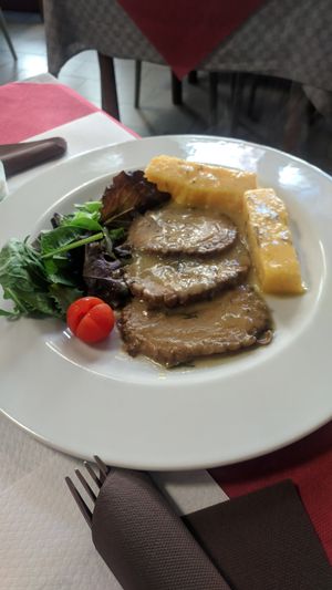 magnificent seitan with polenta at La Tecia Vegana in Venice