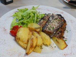 Aubergine lasagne  at La Tecia Vegana in Venice