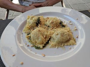 Ravioli with mushrooms at La Tecia Vegana in Venice