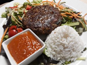 Lentil burger - Burger di lenticchie  at La Tecia Vegana in Venice