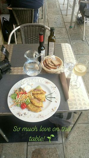 Chickpea omelette   at La Tecia Vegana in Venice