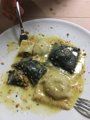 Ravioli di Seitan e funghi at La Tecia Vegana in Venice