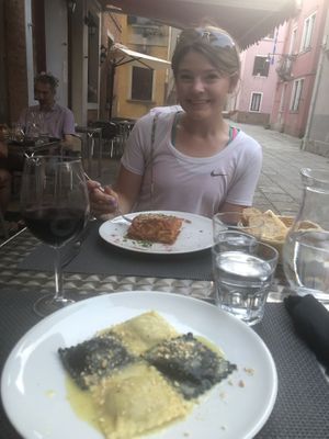 The ravioli and the lasagna  at La Tecia Vegana in Venice