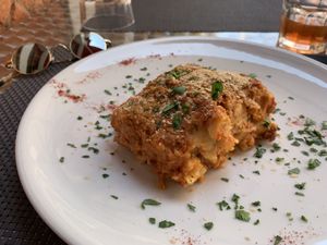 Vegan Organic Lasagna with Seitan Ragù at La Tecia Vegana in Venice