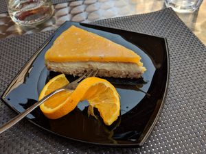 Orange cheesecake at La Tecia Vegana in Venice