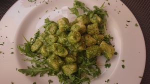 Gnocchi with rocket pesto at La Tecia Vegana in Venice