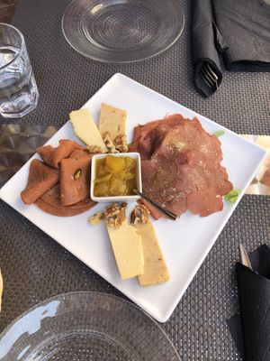 Vegan meat and cheese plate! at La Tecia Vegana in Venice