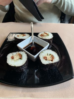 Tofu and sundried tomato sushi  at La Tecia Vegana in Venice