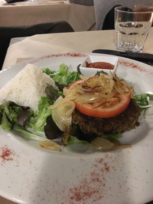 Lentil burger  at La Tecia Vegana in Venice
