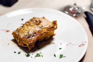 Lasagna con ragu' di seitan at La Tecia Vegana in Venice