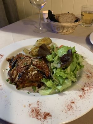 Aubergines with potatoes - delicious at La Tecia Vegana in Venice