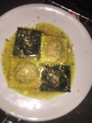 Seitan mushroom ravioli at La Tecia Vegana in Venice