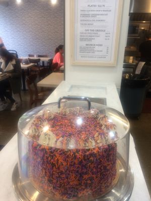 A shot of the funfetti cake from Pie Pie My Darling. Super yummy! at Kal'ish in Chicago