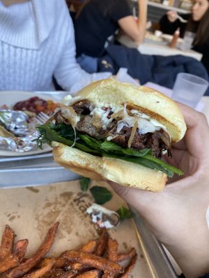 Their Bad Adz burger with grilled onions! at Kal'ish in Chicago