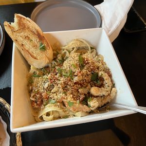 Mediterranean Pasta, sub shrimp instead of chicken  at The Lemon Tree in St Catharines