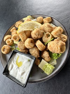 Calamari with tzatziki  at The Lemon Tree in St Catharines