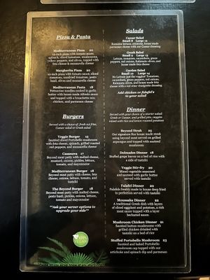 Dinner menu  at The Lemon Tree in St Catharines