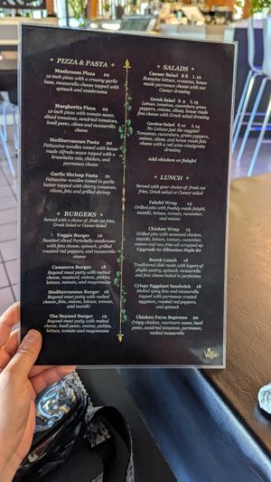 Menu at The Lemon Tree in St Catharines