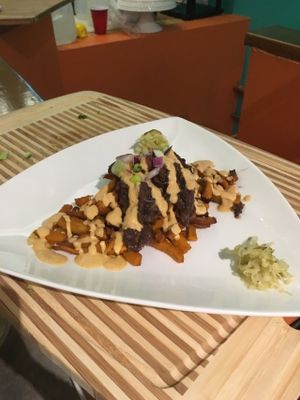 Chilli "cheese" sweet potato fries  at SUKA in San Juan