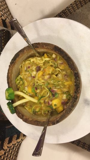 Raw zucchini zoodles  at SUKA in San Juan