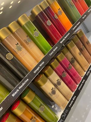 Home pressed organic juices. Many flavours all GF + Vegan + No preservatives + No refined sugars at HOME Juice and Salad Bar in Docklands