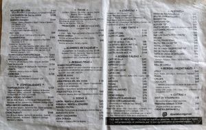 Menu (back) at Paraíso Vegano in Mexico City
