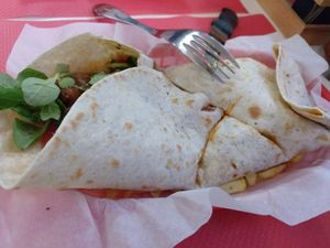 Vegan chili sin carne burrito at Kuky's Place in Zaragoza