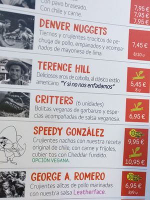 Some of the vegan options at Kuky's Place in Zaragoza