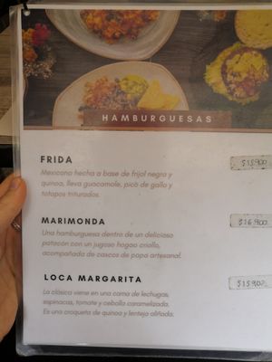 Menu at Mestizo Vegano in Bogota