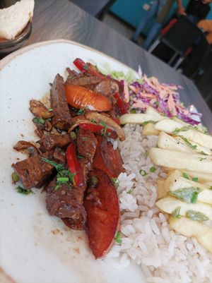 Lomo at Mestizo Vegano in Bogota