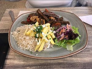 Lomo saltado at Mestizo Vegano in Bogota
