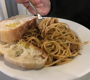 Green Pasta at Mestizo Vegano in Bogota